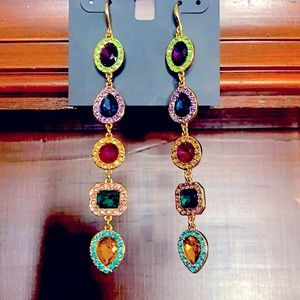 INC Multi-color stone dangle earrings - NWT NEW! Gold tone metal. Beautiful!